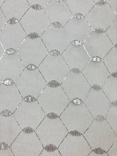 Tutu Net - 56-inches Wide White with Silver Metallic Design